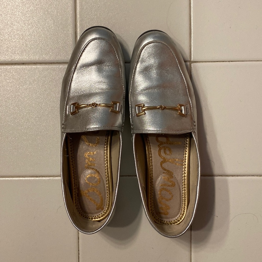 COPY - Sam Edelman silver loafers. Good condition.